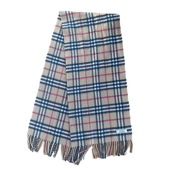 BURBERRY London Vintage Classic Nova Check Knit 100% Cashmere Beige SCARF - Picture 7 of 10